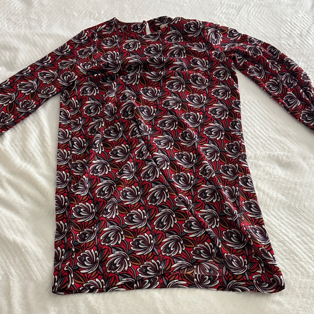 LOFT Red and Black Floral Dress